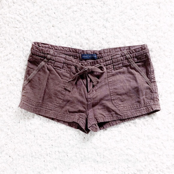Zeanana Outfitters Brown Linen Drawstring Shorts - Picture 1 of 7